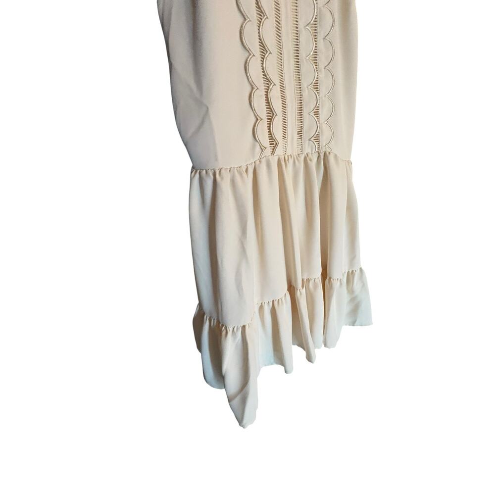 Express Cream Scallood Front Halter Style Tiered Short Sleeveless Dress NWT sz S - Picture 6 of 10